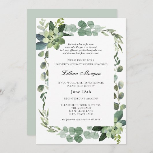 Kinderdusche über lange Entfernung per Post Einladung (Vorne/Hinten)