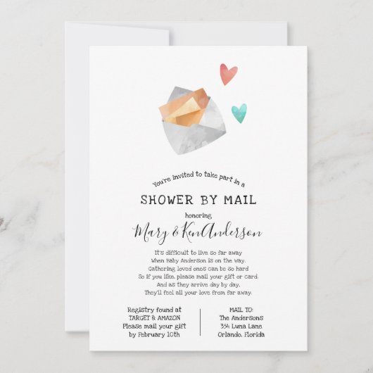 Kinderdusche über lange Entfernung per Post Einladung (Vorderseite)