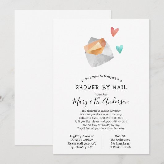 Kinderdusche über lange Entfernung per Post Einladung (Vorne/Hinten)