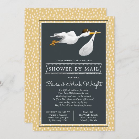 Kinderdusche über lange Entfernung per Post Einladung (Vorne/Hinten)