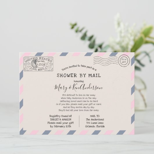 Kinderdusche über lange Entfernung per Post Einladung (Stehend Vorderseite)