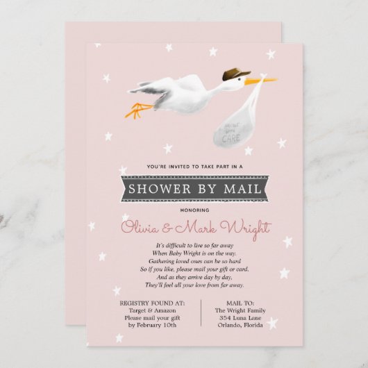 Kinderdusche über lange Entfernung per Post Einladung (Vorne/Hinten)