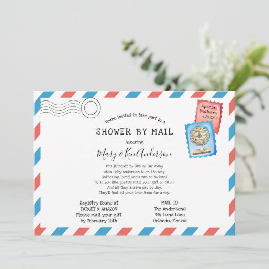 Kinderdusche über lange Entfernung per Post Einladung (Stehend Vorderseite)