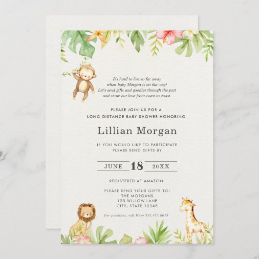 Kinderdusche über lange Entfernung per Post Einladung (Vorne/Hinten)