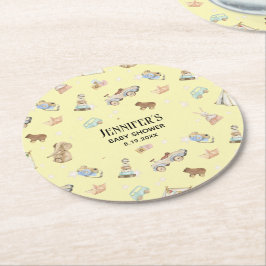 Kinderdusche, Vintages Spielzeug, gelb Runder Pappuntersetzer