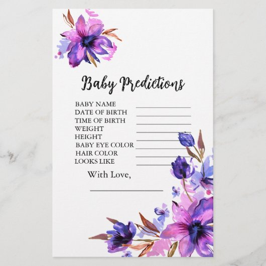 Kinderdusche Vorhersage Lila rosa Lavendel Blume (Vorderseite)