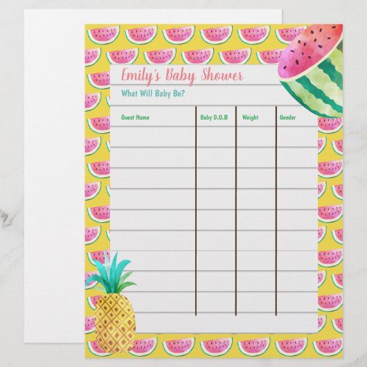 Kinderdusche Vorhersagespiel - Fruchttropen (Vorne/Hinten)