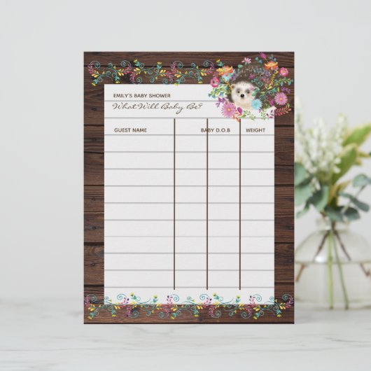 Kinderdusche Vorhersagespiel - Igel-Blume (Stehend Vorderseite)