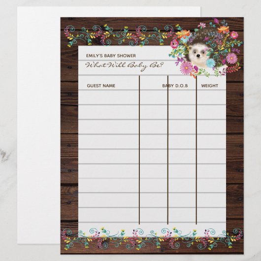 Kinderdusche Vorhersagespiel - Igel-Blume (Vorne/Hinten)