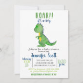 Kinderdusche Wasserfarbe Dinosaurier Einladung (Vorderseite)