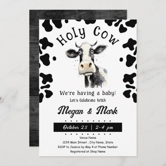 Kinderdusche Wasserfarbe Einladung (Vorne/Hinten)