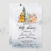 Kinderdusche Winterwaldtiere Urlaub Einladung (Vorne/Hinten)