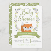 Kinderdusche Woodland Fox Einladung (Vorne/Hinten)