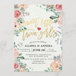 Kinderduscheinladungen Süße kleine Zwillingsmädche Dankeskarte