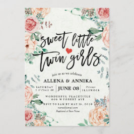 Kinderduscheinladungen Süße kleine Zwillingsmädche Dankeskarte