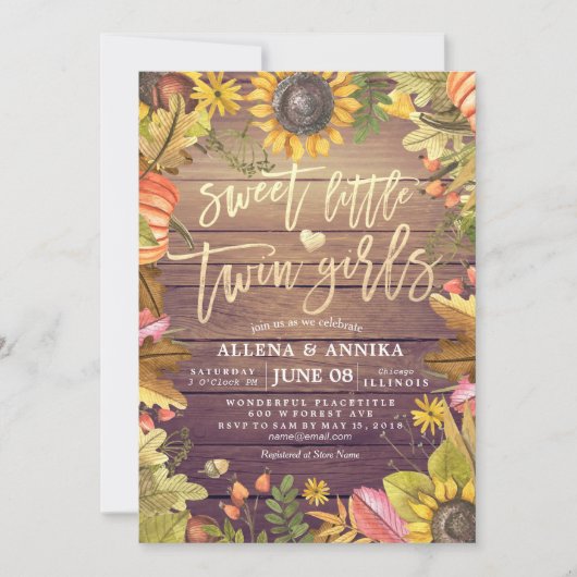 Kinderduscheinladungen Süße kleine Zwillingsmädche Einladung (Vorderseite)