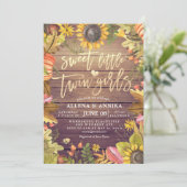 Kinderduscheinladungen Süße kleine Zwillingsmädche Einladung (Stehend Vorderseite)