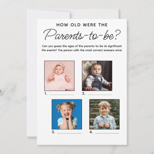 Kinderduschenspiel - Alter der Eltern Einladung (Vorderseite)