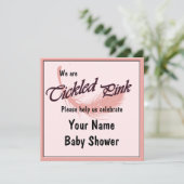 Kinderduschfeier gekitzelt Rosa Einladung (Stehend Vorderseite)