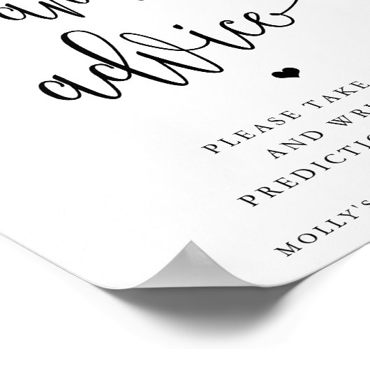 Kinderduschprognosen, Minimalistische Kalligraphie Poster (Ecke)