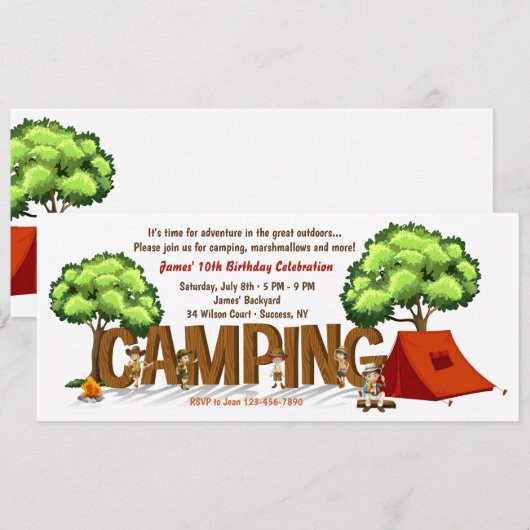 Kindereinladung Camping Einladung (Vorne/Hinten)