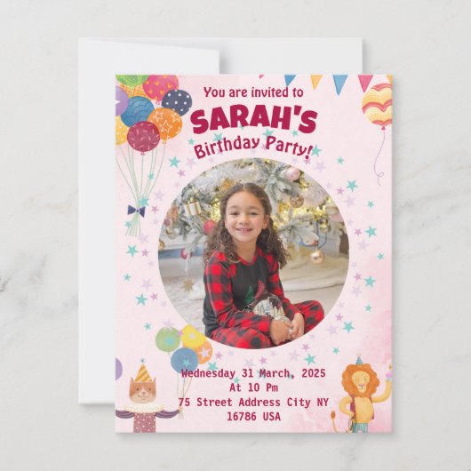 Kindereinladung Geburtstagsparty (Mädchen) Einladung (Vorderseite)