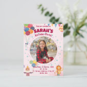 Kindereinladung Geburtstagsparty (Mädchen) Postkarte (Stehend Vorderseite)