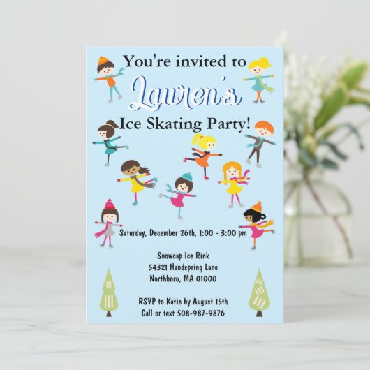 Kindereis Skaten Geburtstagsparty Einladung (Stehend Vorderseite)