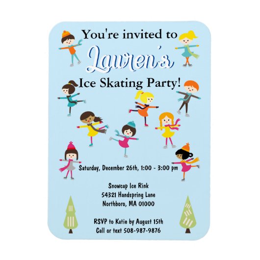 Kindereis Skaten Geburtstagsparty Einladung Magnet (Vertikal)