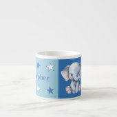 Kinderelefant Tasse personalisierter Name blau (Vorderseite)