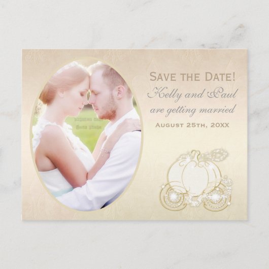 Kinderella Carriage Wedding Date Foto Postkarte (Vorderseite)