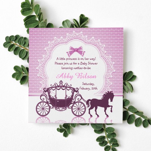 Kinderella Princess Horse Carriage Baby Dusche Einladung