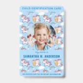 Kindererkennung für Girly Unicorn Custom Foto Ausweis (Front)