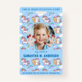 Kindererkennung für Girly Unicorn Custom Foto Ausweis (Vorderseite)