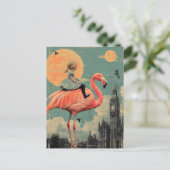 Kinderfahrten auf einem rosa Flamingo Postkarte (Stehend Vorderseite)