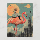 Kinderfahrten auf einem rosa Flamingo Postkarte (Vorderseite)