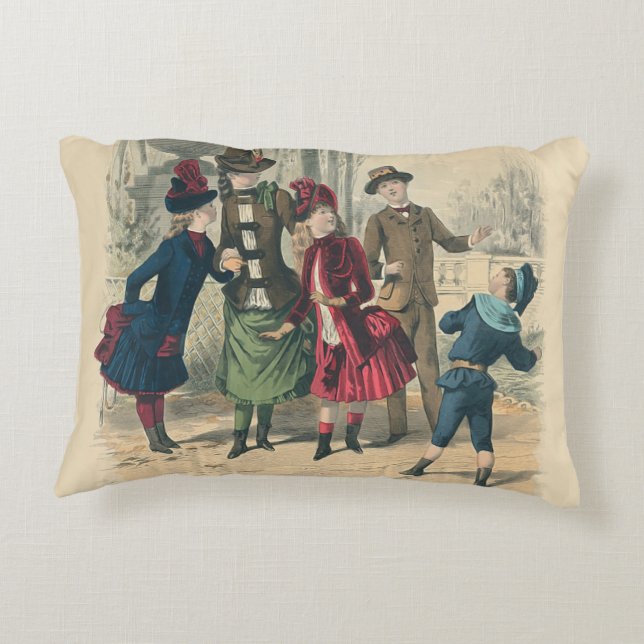 Kinderfamilie Antikes Viktorianisches Kind Dekokissen (Rückseite)