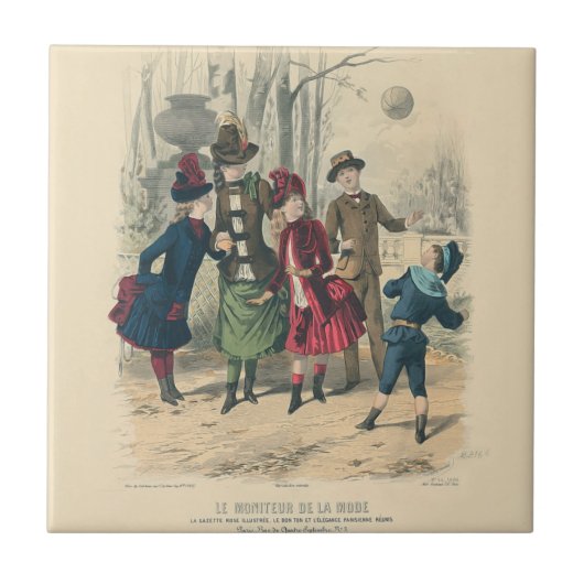 Kinderfamilie Antikes Viktorianisches Kind Fliese (Vorderseite)