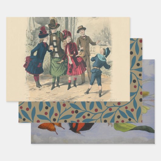 Kinderfamilie Antikes Viktorianisches Kind Geschenkpapier Set (Set)