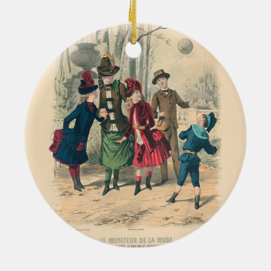 Kinderfamilie Antikes Viktorianisches Kind Keramik Ornament (Hinten)