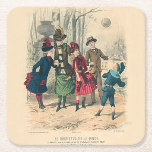 Kinderfamilie Antikes Viktorianisches Kind Rechteckiger Pappuntersetzer