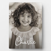 Kinderfamilie Foto moderne Skriptbezeichnung Text Fotoplatte (Vorderseite)