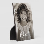 Kinderfamilie Foto moderne Skriptbezeichnung Text Fotoplatte (Seite)