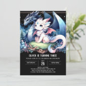 Kinderfantasy-Dragon zum Geburtstag Einladung (Stehend Vorderseite)