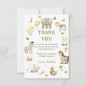 Kinderfarm Thema Geburtstag Danke Karte (Vorderseite)