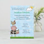 Kinderfarm Thema Geburtstag Einladung (Stehend Vorderseite)