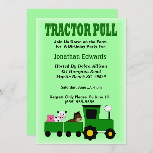 Kinderfarm Thema Geburtstag Einladung (Vorne/Hinten)