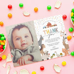 Kinderfarm Thema Geburtstag Foto Dankeskarte<br><div class="desc">Kindergeburtstag danken Ihnen Karten mit einem einfachen weißen Hintergrund,  Konfetti,  ein Foto des Kindes,  bezaubernde Nutztiere einschließlich einer Kuh,  Ziege,  Schwein,  Schafe,  Esel,  Pferd,  Kaninchen,  Ente & ein Hahn,  und ein Dankeschön Vorlage,  die leicht anzupassen ist.</div>