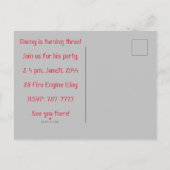 Kinderfeuer Motor Raggedy Andy Andy Birthday Party Einladungspostkarte (Rückseite)