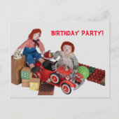 Kinderfeuer Motor Raggedy Andy Andy Birthday Party Einladungspostkarte (Vorderseite)